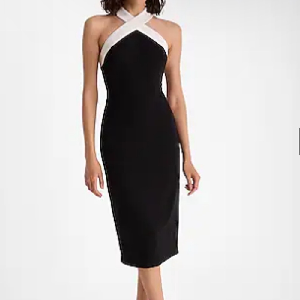 Express Tipped Halter Sleeveless Midi Sheath Dress (small)